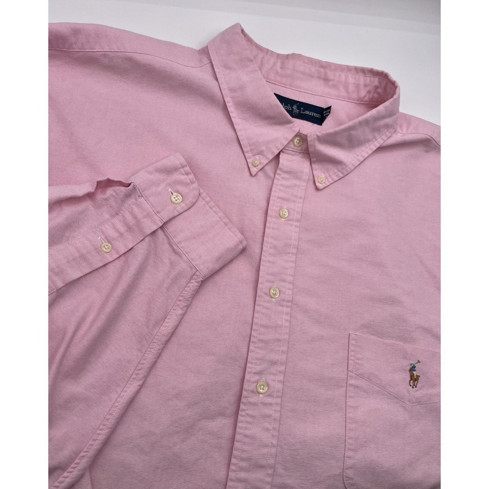 Ralph Lauren Shirt Mens 4XLT 100% Linen Pink Long Sleeve Button Down Preppy